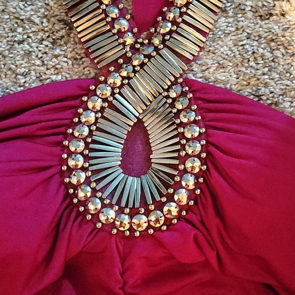 Fuchsia Mini Ruched Dress Sz:S - Picture 3 of 4